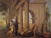 POUSSIN, Nicolas Theseus Finding His Father's Arms oil painting